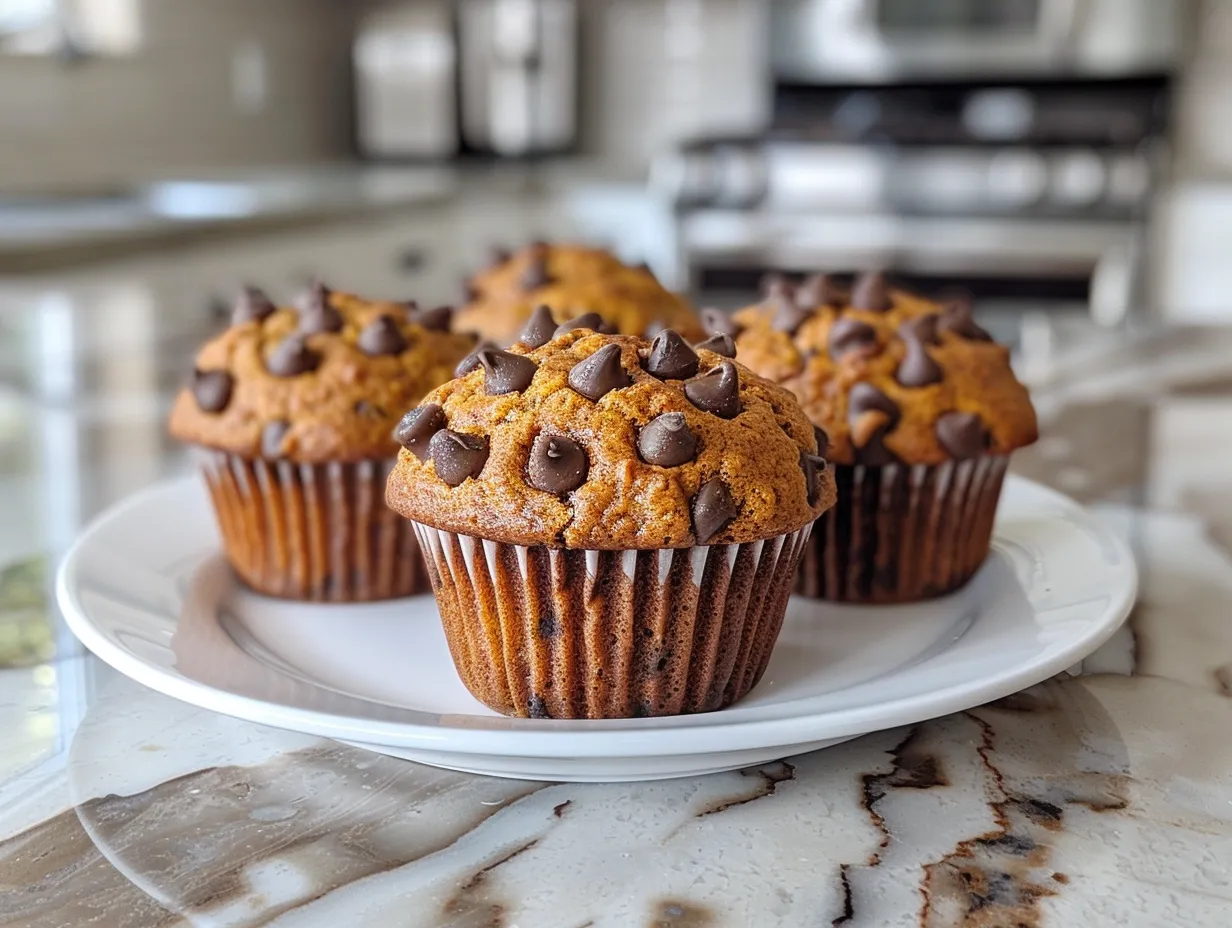 Homemade Pumpkin Muffins with Chocolate Chips