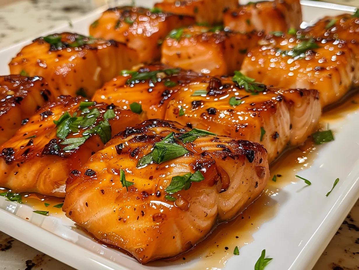 Honey Garlic Salmon Bites Appetizer