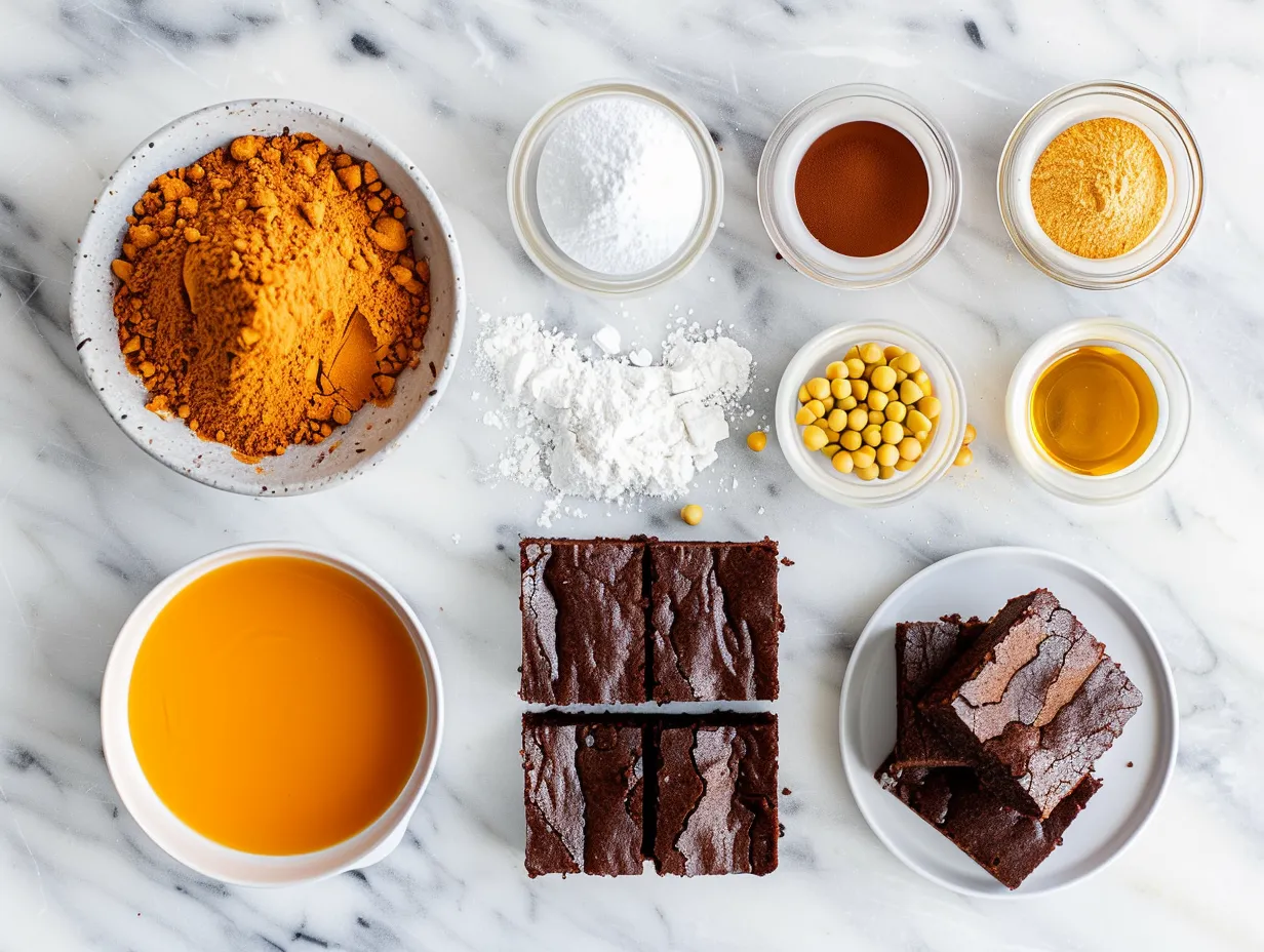 Ingredients for Fudgy Pumpkin Brownies