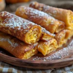 Pile of golden Pumpkin French Toast Roll-Ups
