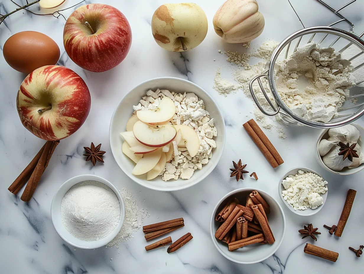 Raw ingredients for Apple Cinnamon Cake