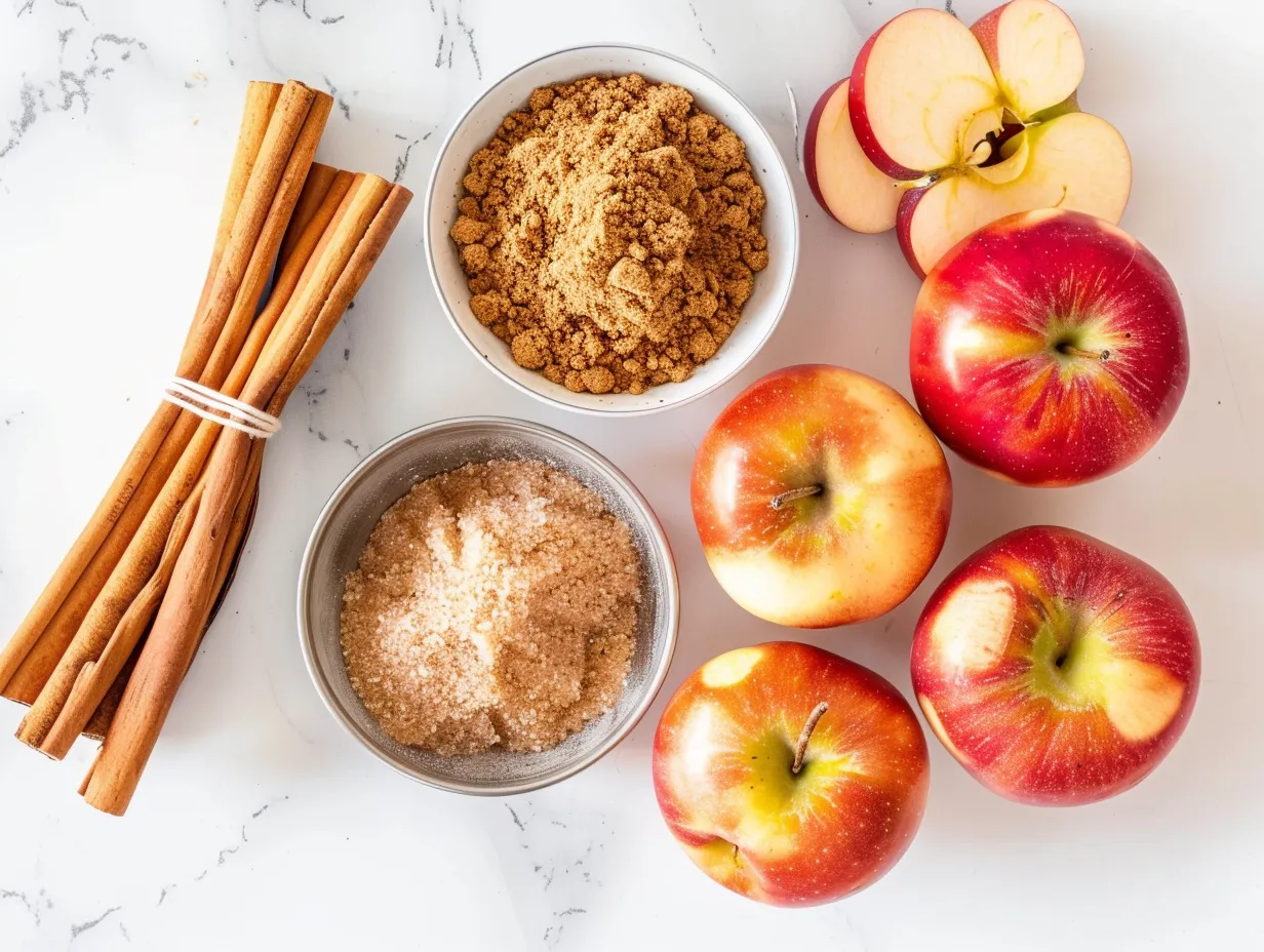 raw ingredients for crockpot cinnamon applesauce