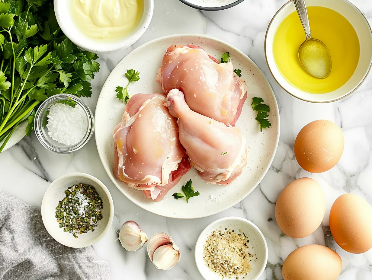 raw ingredients for pretzel chicken