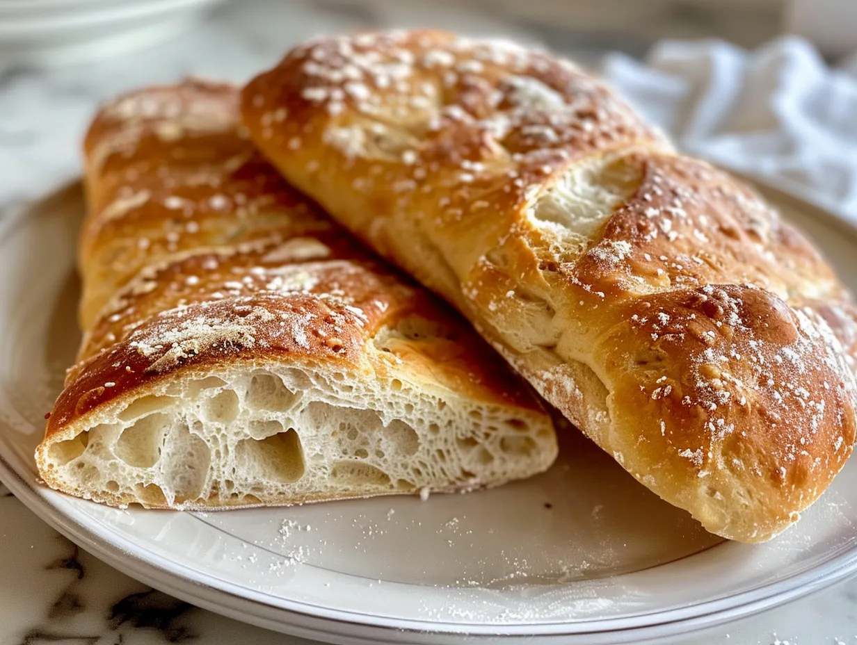 Rustic Homemade Ciabatta Bread Loaf