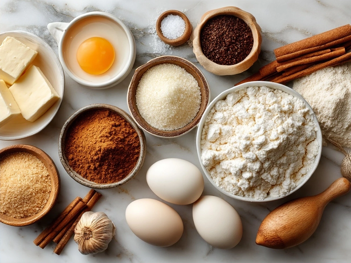 Ingredients for Cinnamon Scalloped Sweet Potatoes including sliced sweet potatoes, cinnamon, and cream