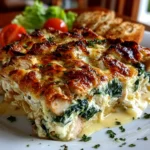 Delicious Chicken and Spinach Casserole Close-Up