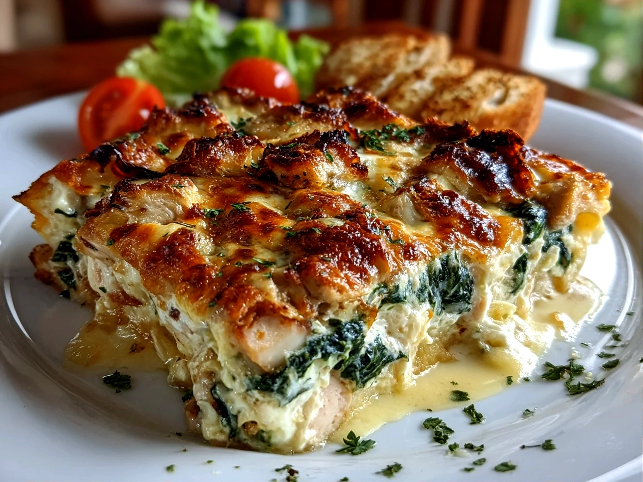 Delicious Chicken and Spinach Casserole Close-Up