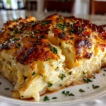 Freshly prepared cheesy funeral potatoes on white plate