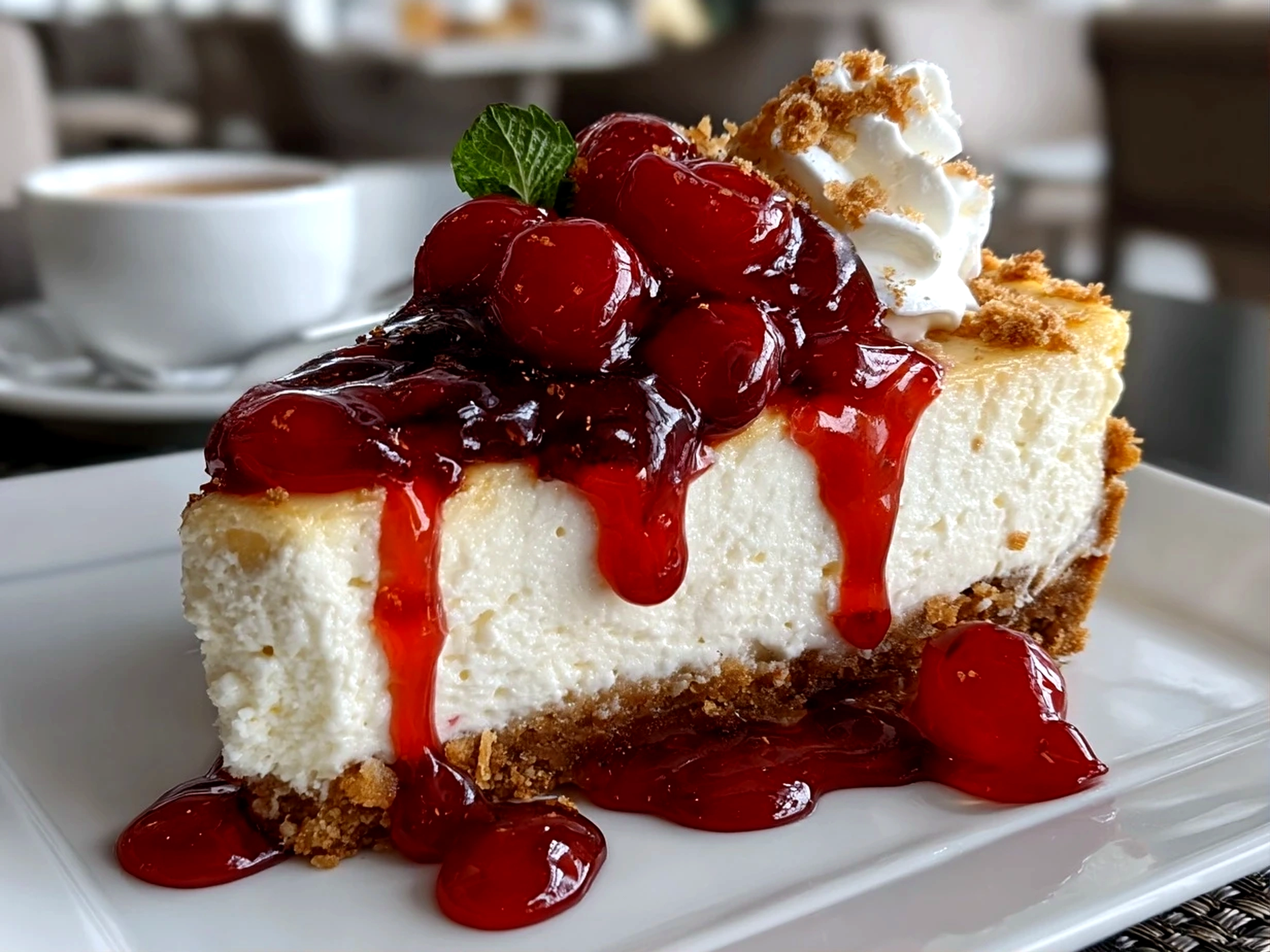 Freshly Prepared No Bake Classic Woolworth Cheesecake Close-up