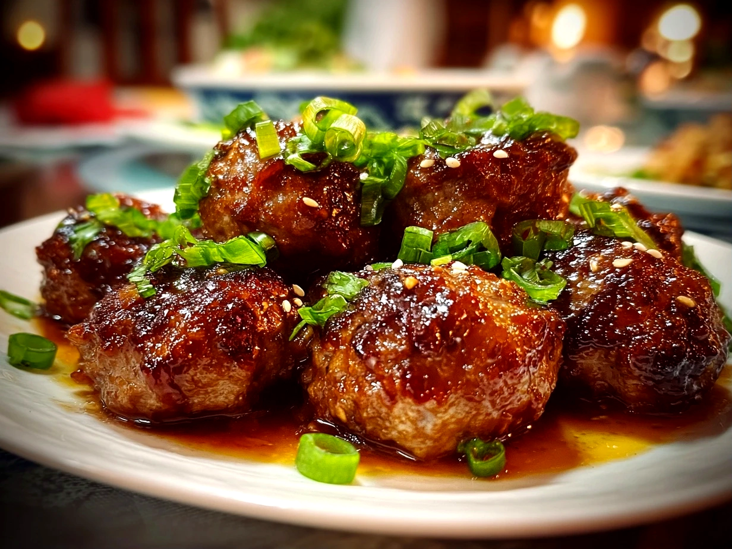 Homemade Mongolian Meatballs with Soy Glaze