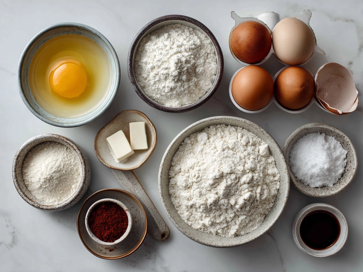 Ingredients for making Polish Sernik on a wooden surface