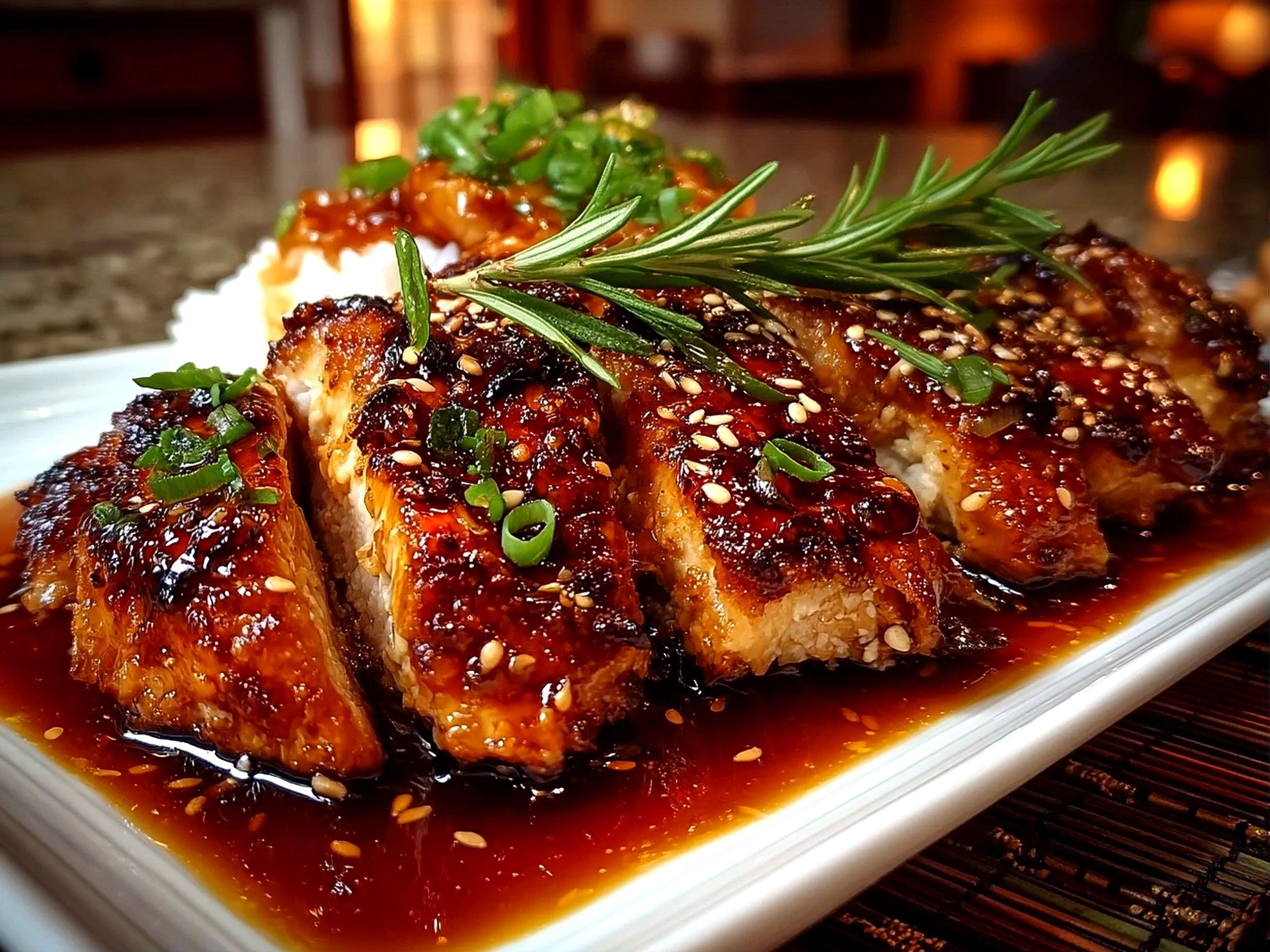 Slight angle close-up of a finished teriyaki sauce bottle