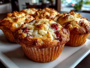 Beautiful freshly baked Strawberry White Chocolate Muffins
