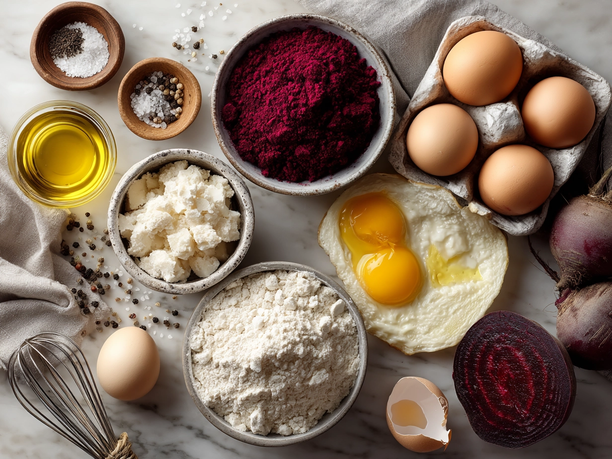 Fresh ingredients for vibrant beet pasta recipe