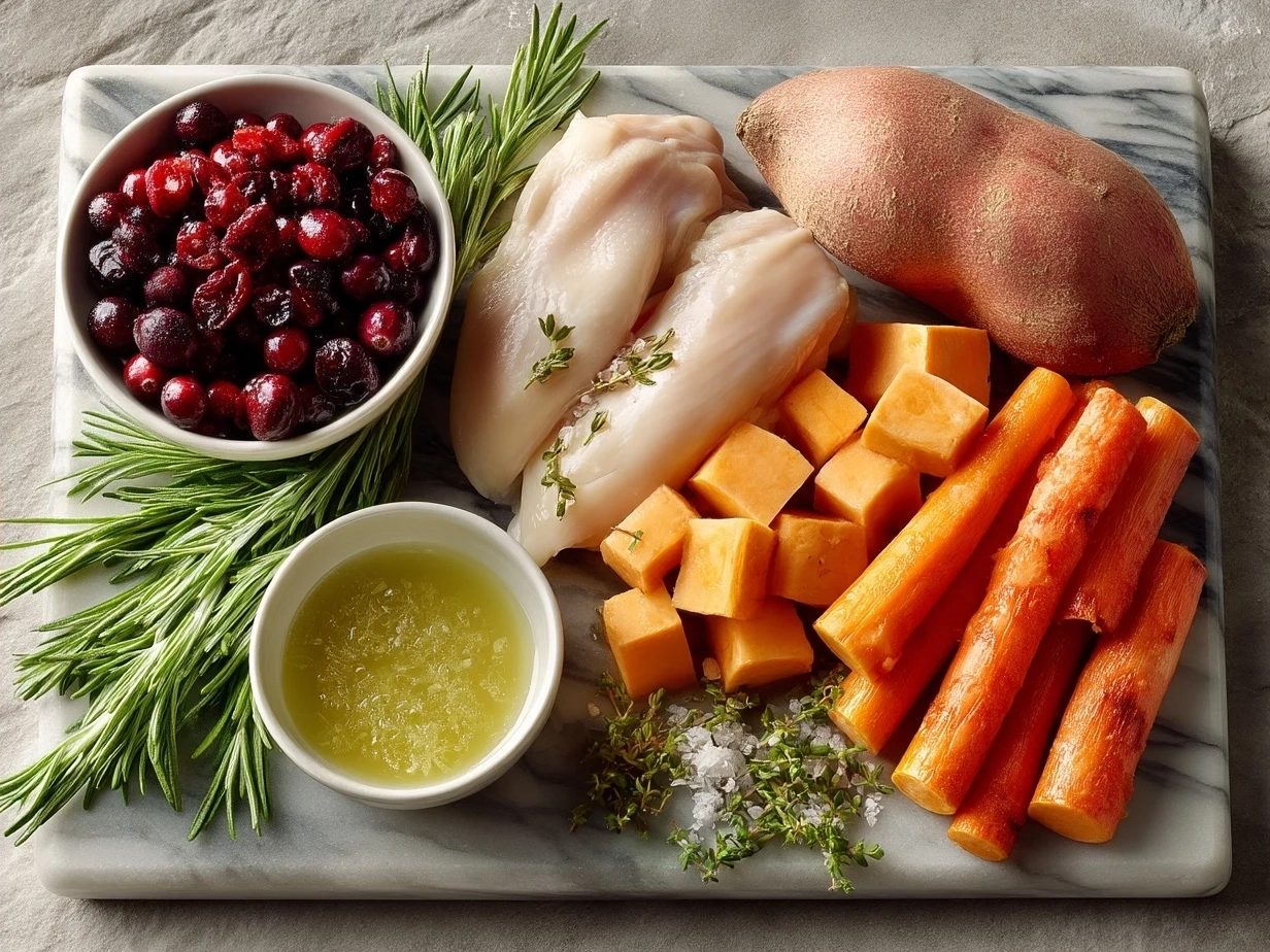 Ingredients for Cranberry Glazed Chicken with Carrots Sweet Potatoes