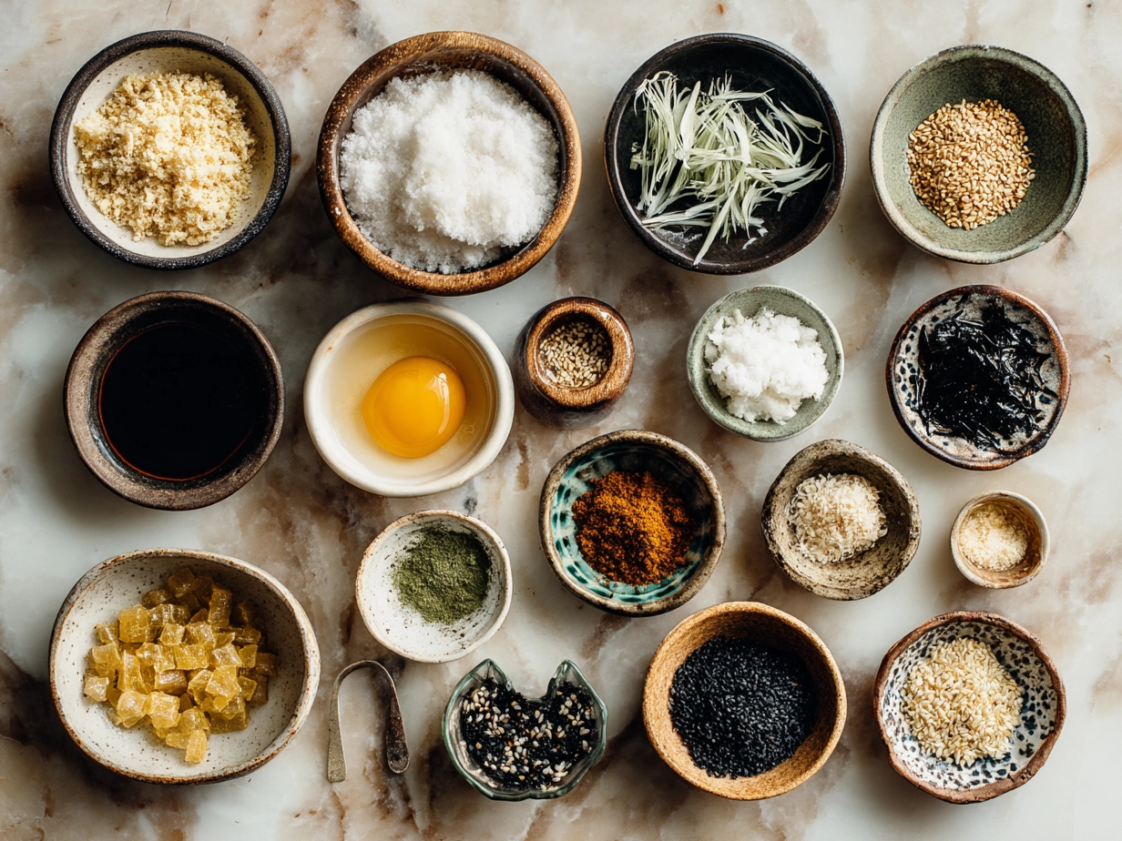 Ingredients for Crispy Rice Paper Dumplings laid out on a wooden surface