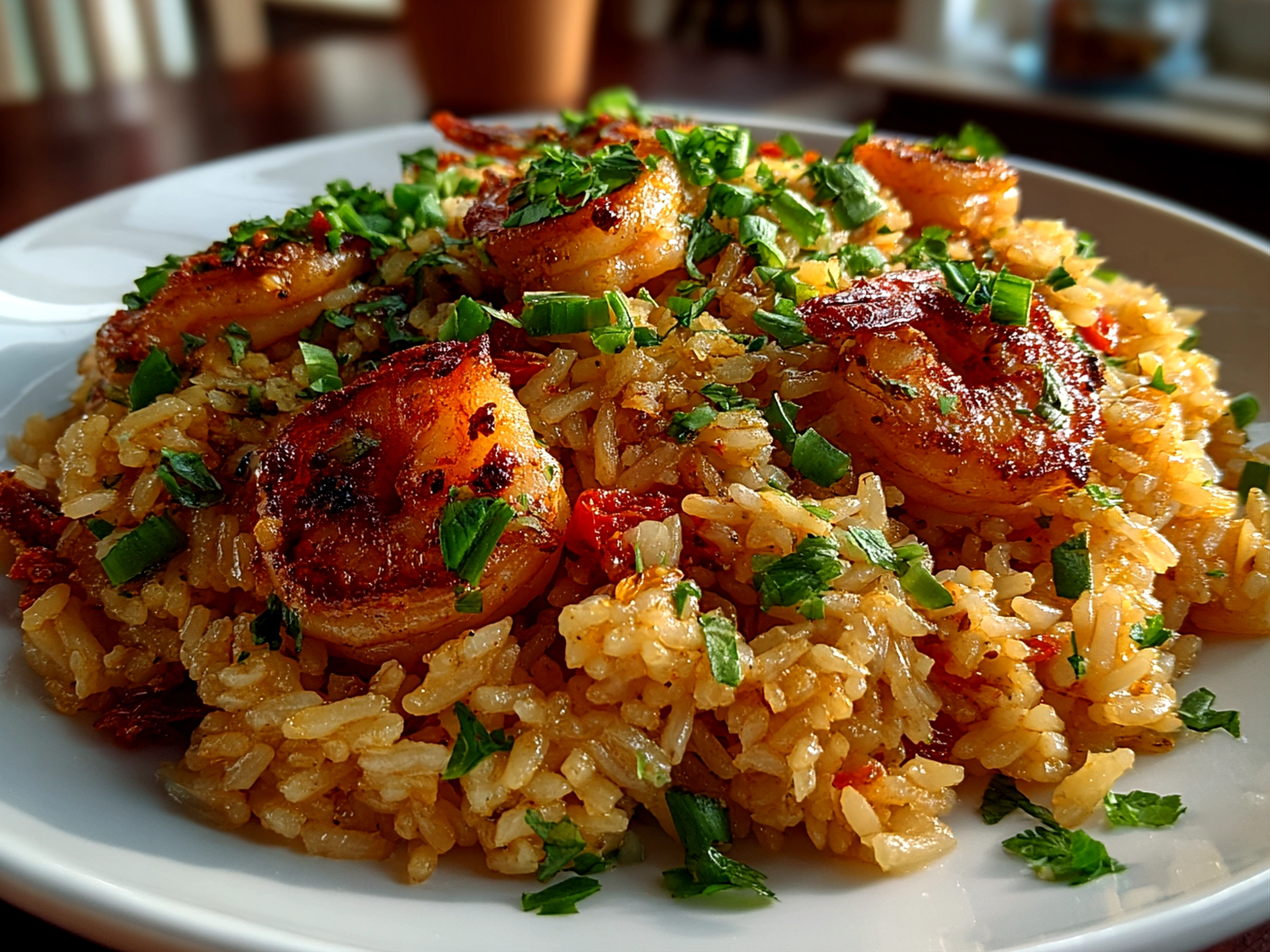 Delicious Shrimp Dirty Rice Close-up