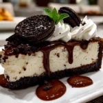 Freshly prepared Oreo Cheesecake close-up