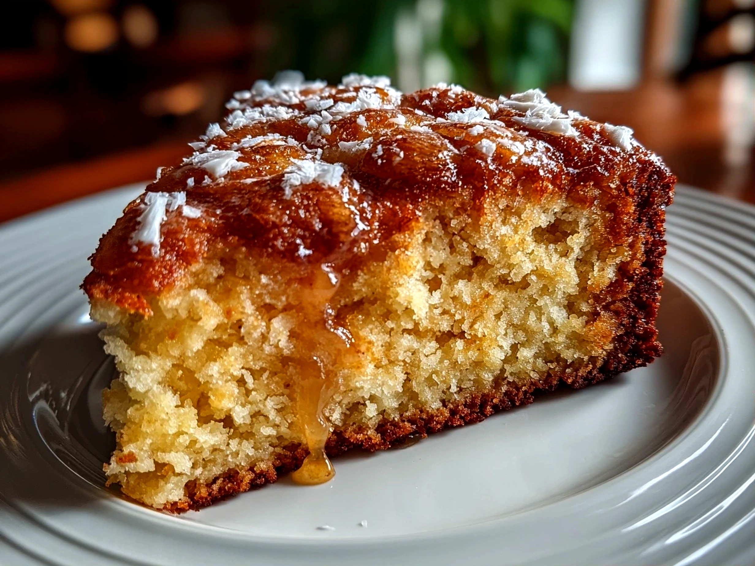 Home-baked Applesauce Cake on White Plate