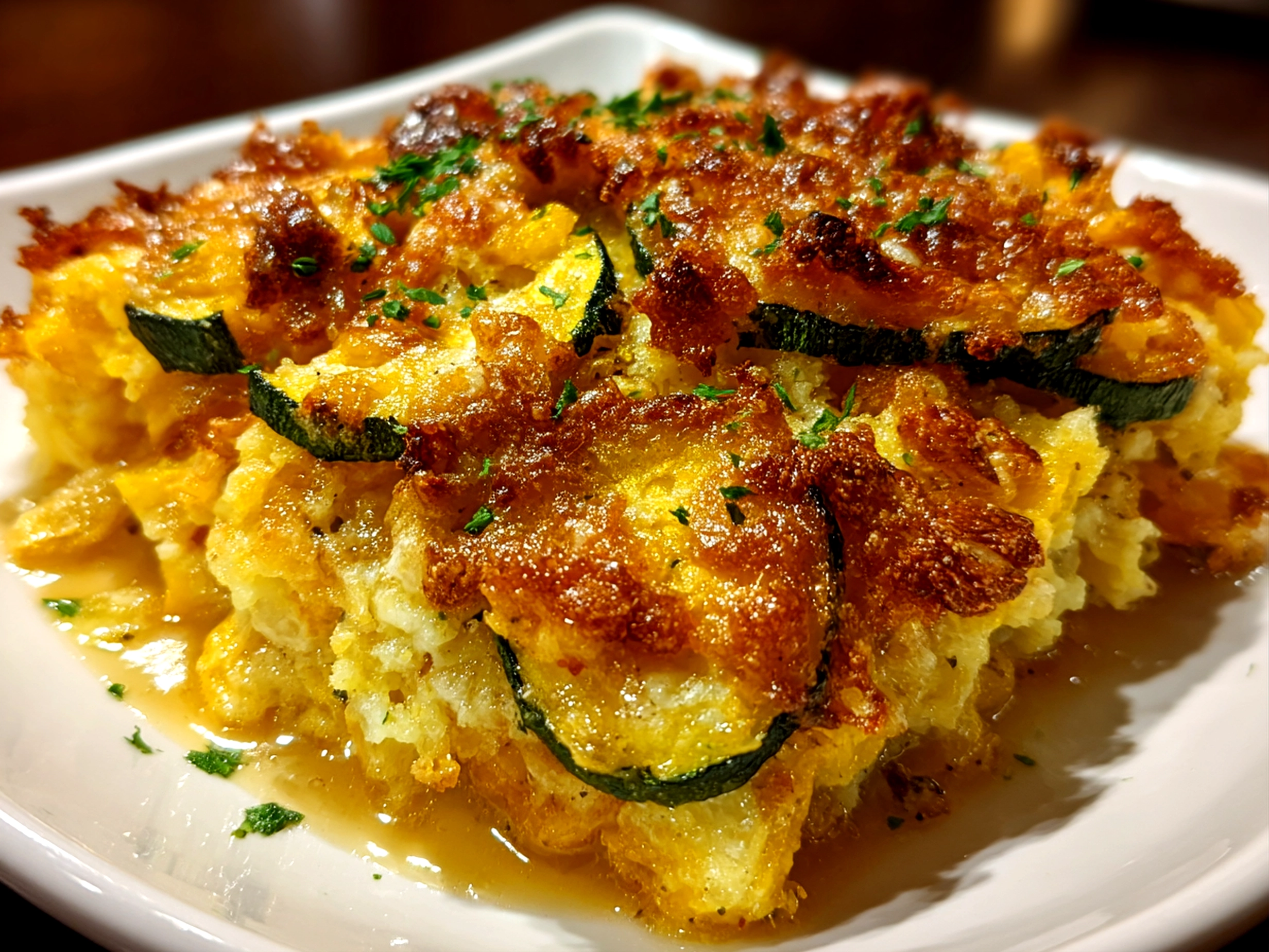 Homemade squash casserole fresh from kitchen