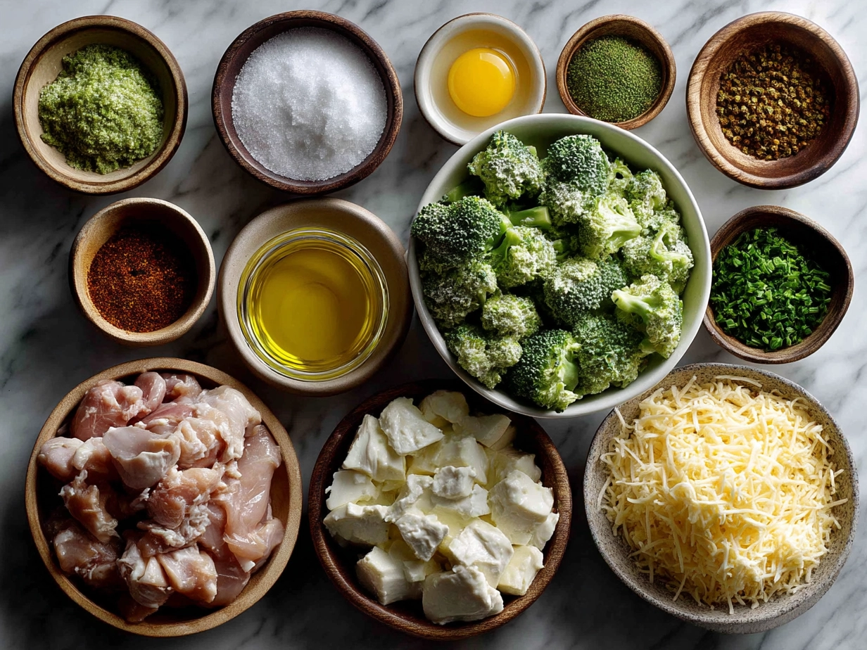 Ingredients for Keto Cheesy Crockpot Chicken and Broccoli Casserole