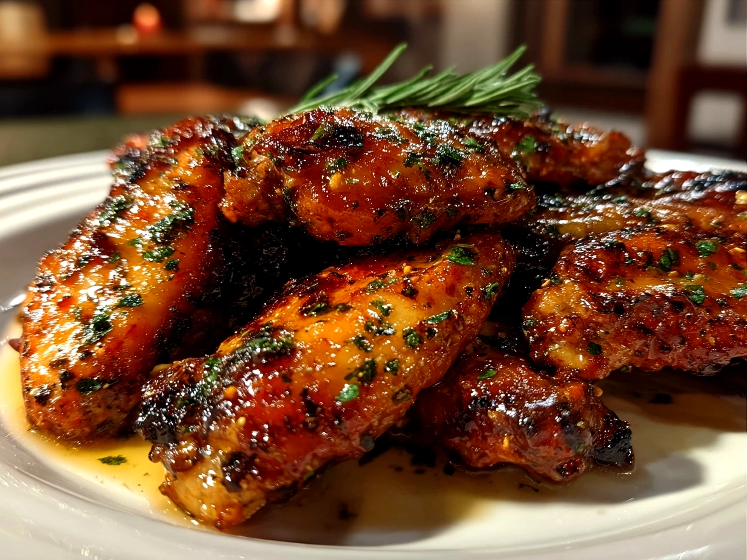 A platter of finished lemon pepper wings served with lemon wedges and dipping sauce