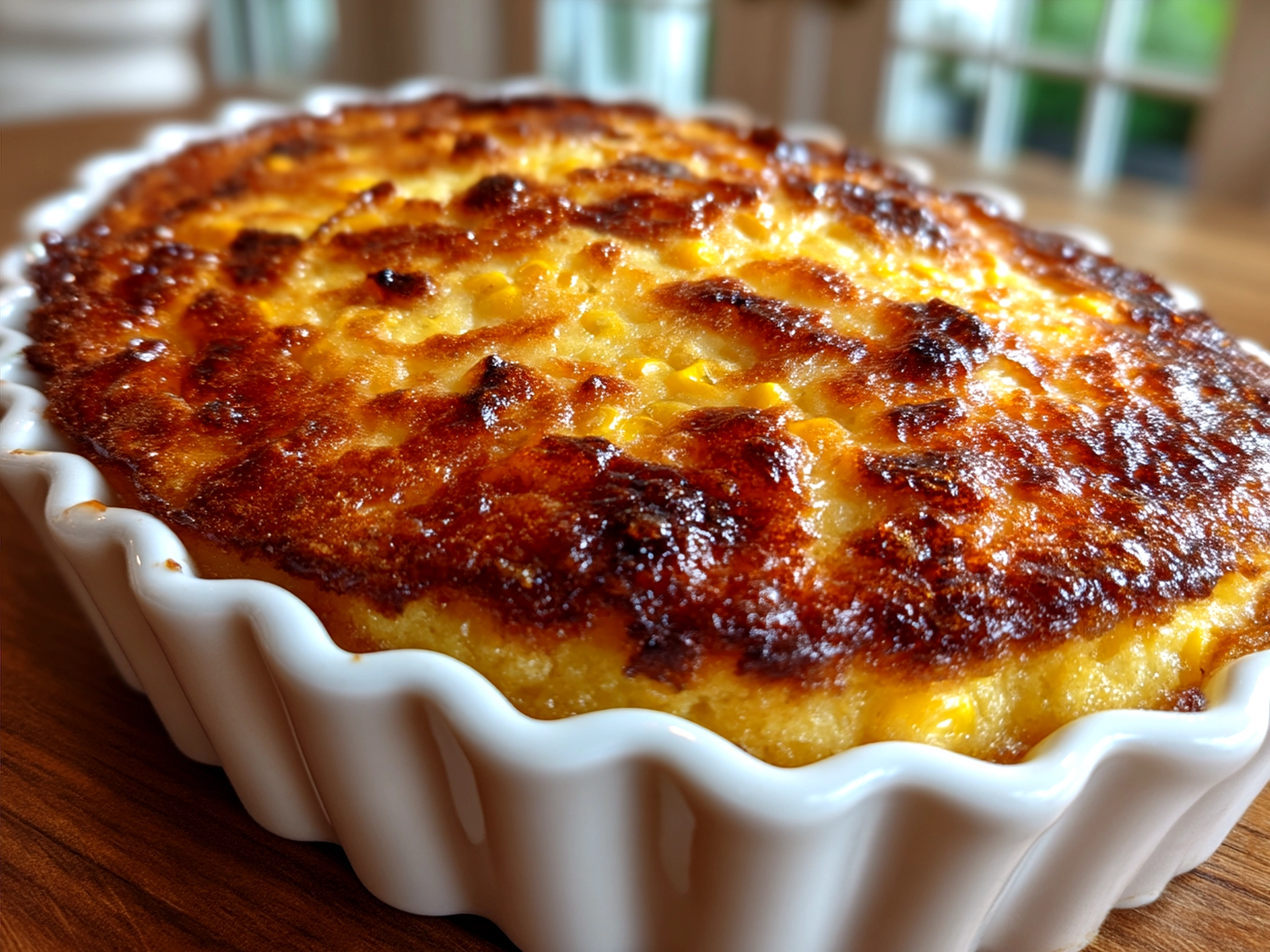 Serving Nantucket Corn Pudding with garnish