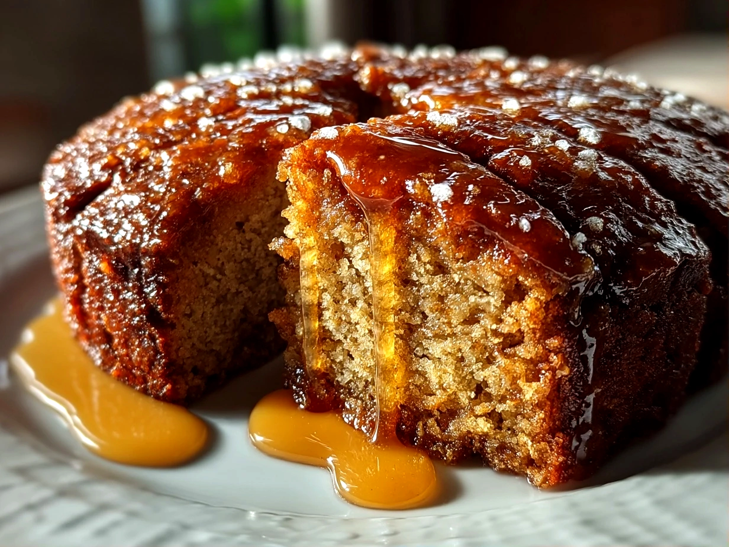 Close-up of finished homemade applesauce cake