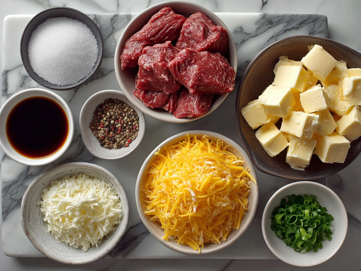 Ingredients for Slow Cooker Cowboy Casserole including ground beef, bell pepper, corn, black beans, and taco seasoning
