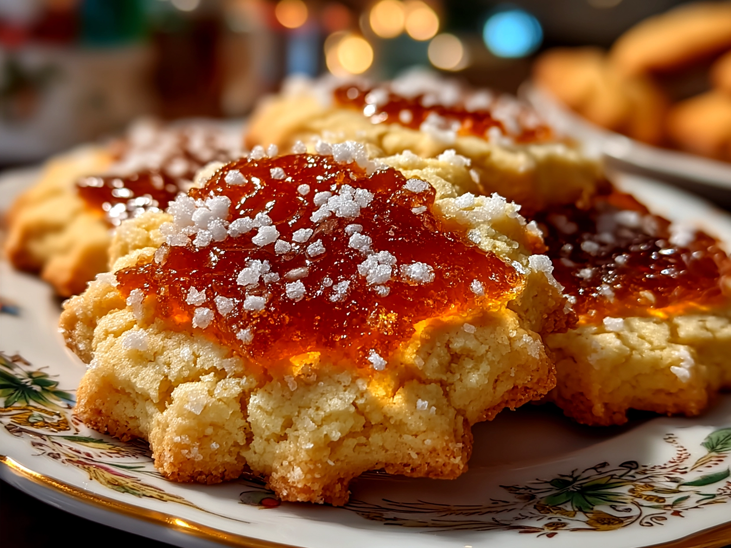 Freshly baked sugar cookies stacked on a plate ready to serve