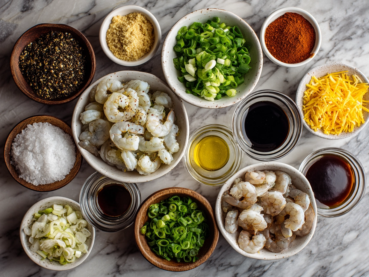 Ingredients for 15-Minute Honey Garlic Shrimp Stir-Fry displayed on table