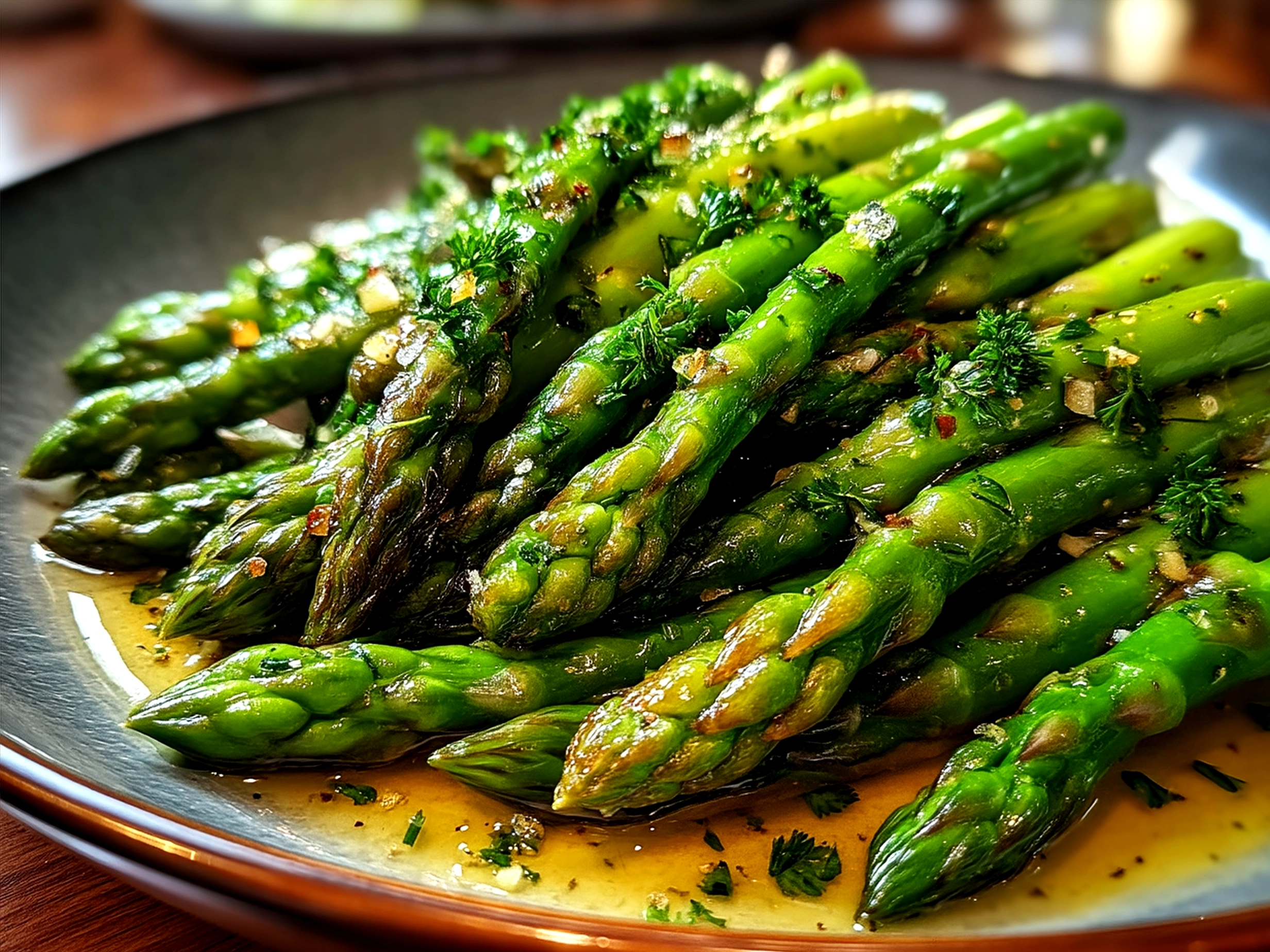 Freshly served Asparagus Salad with Lemon Vinaigrette