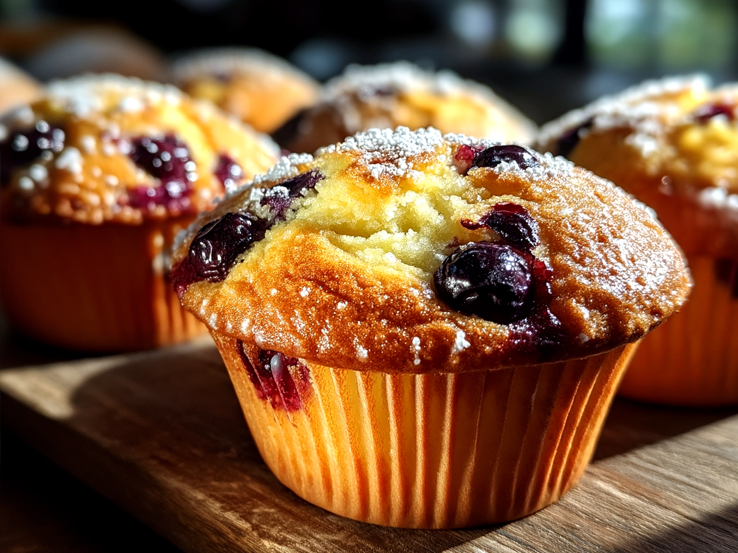 Freshly baked Blueberry Lemon Muffins served on a plate ready to enjoy