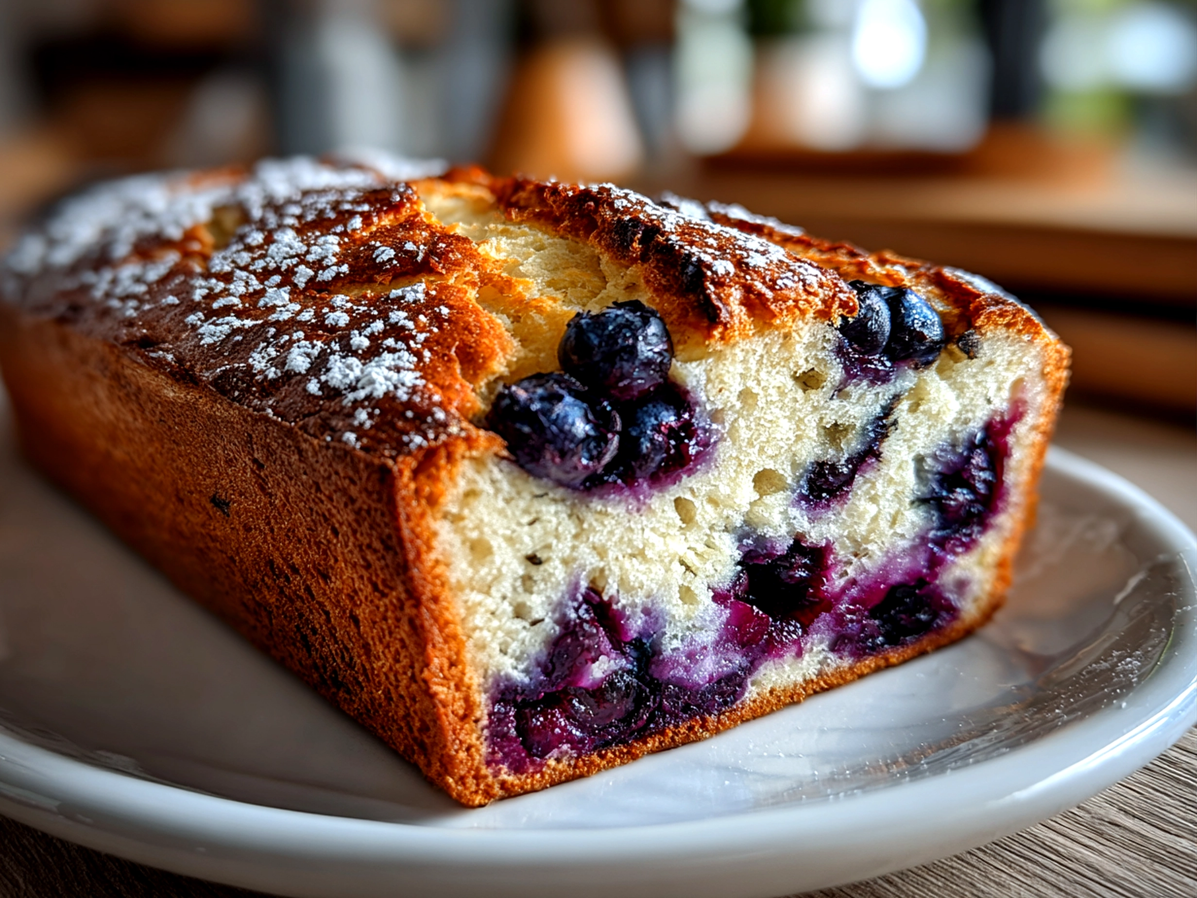 Delicious homemade sourdough discard blueberry bread