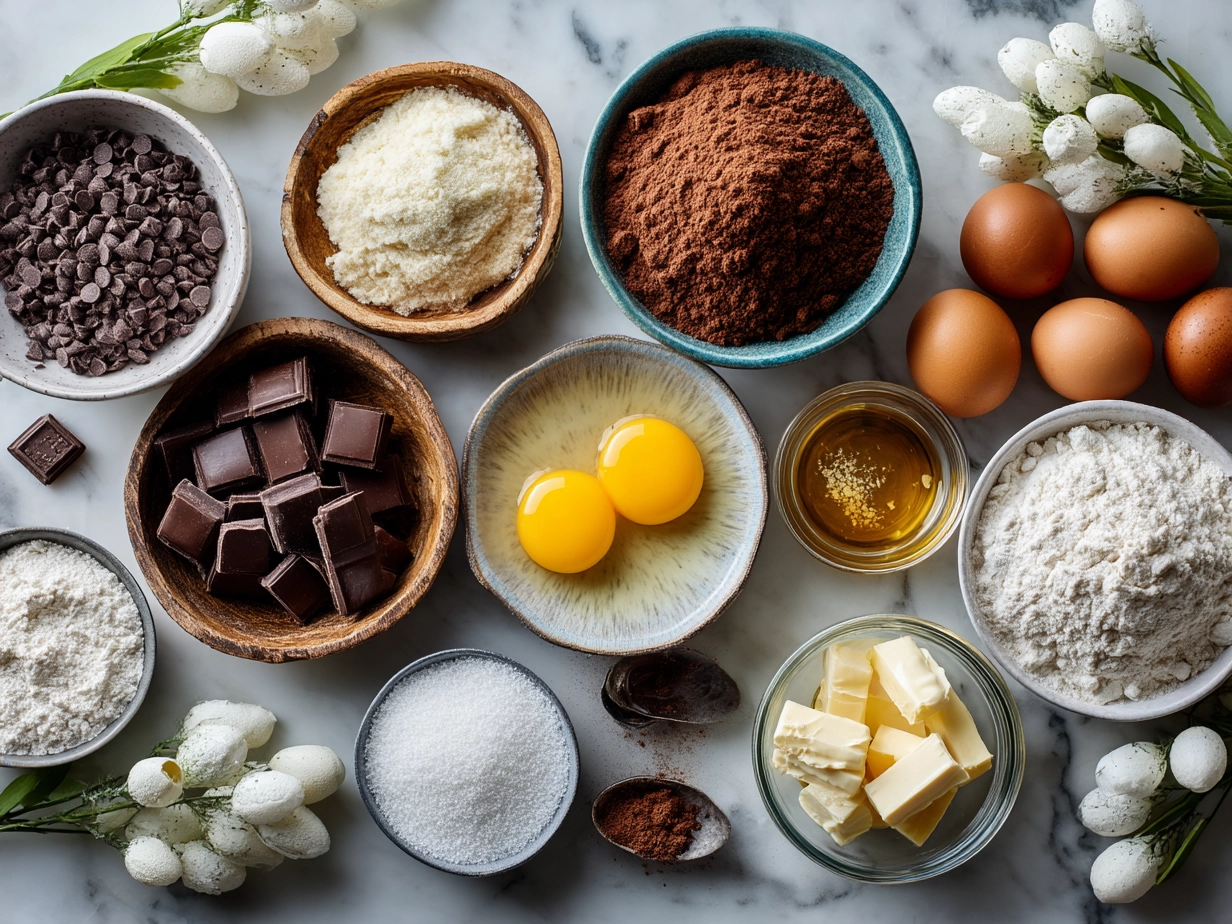 Ingredients for making festive Easter Brownies