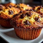 Food blogger, taken with iPhone 15 Pro Max. Close-up slight angle of freshly prepared sourdough chocolate chip muffins on white plate. Mouthwatering --ar 4:3 --style raw --s 240