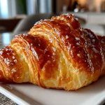 Freshly baked French Croissant on white plate
