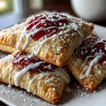 Freshly baked Strawberry Pop Tart Cookies on white plate