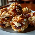 Freshly prepared Peanut Butter Balls with Rice Krispies on white plate