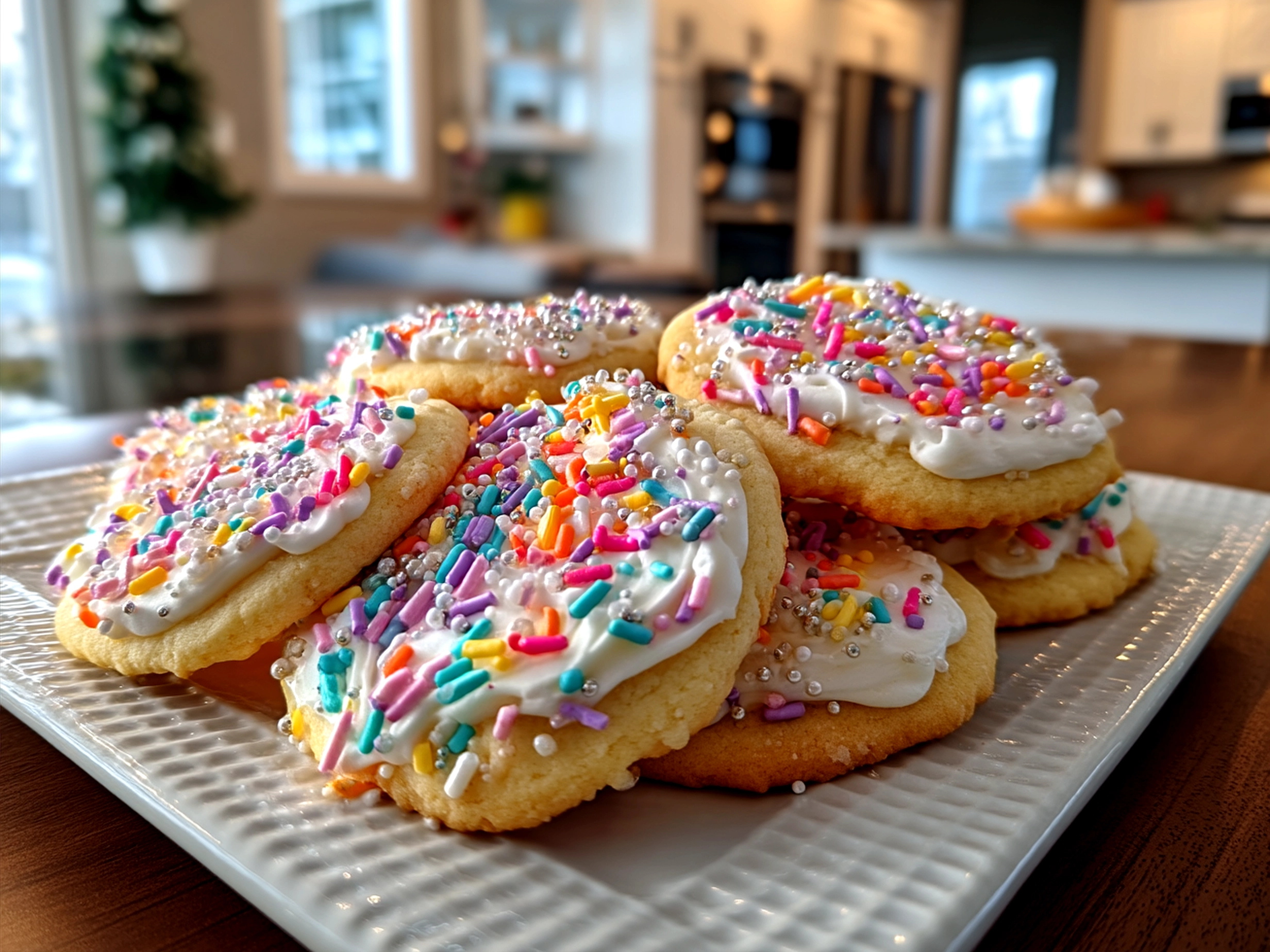 Serving platter full of colorful decorated Graduation Sugar Cookies