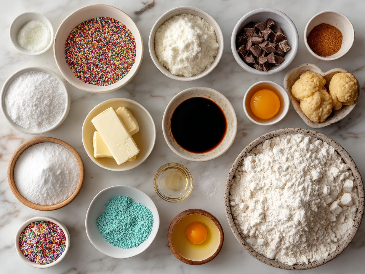 Ingredients for Graduation Sugar Cookies laid out on a table