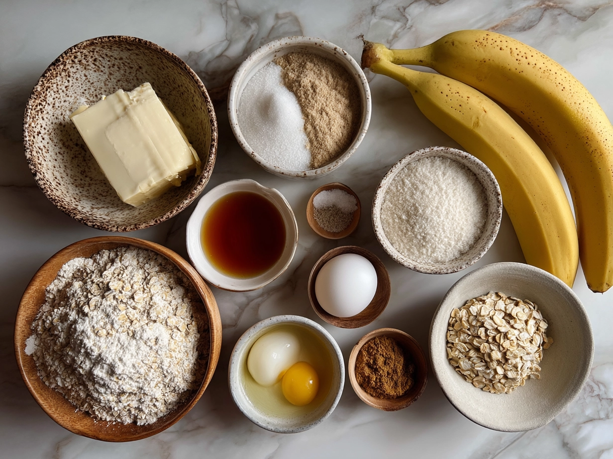 Ingredients for Healthy Banana Oatmeal Pancakes