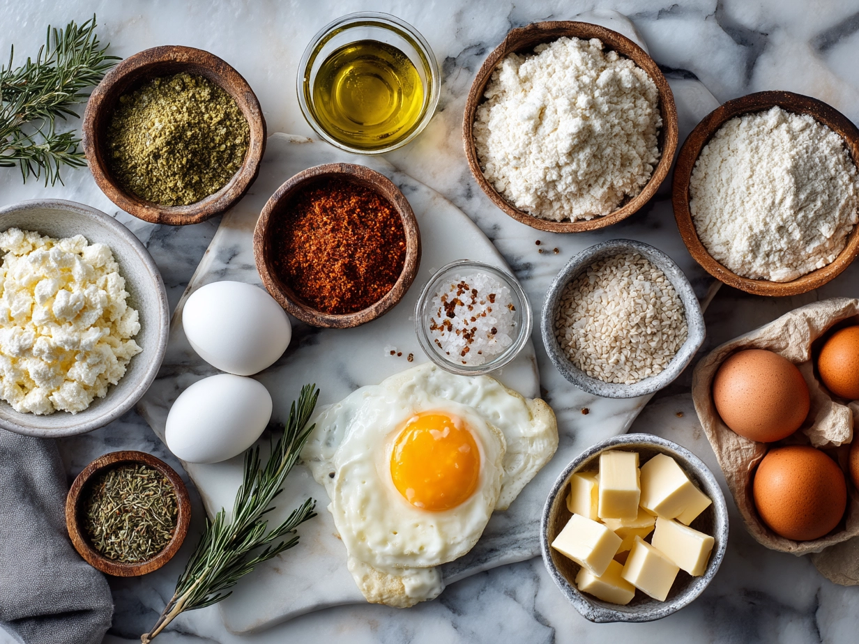 Ingredients for High-Protein Breakfast Burritos laid out on a kitchen counter