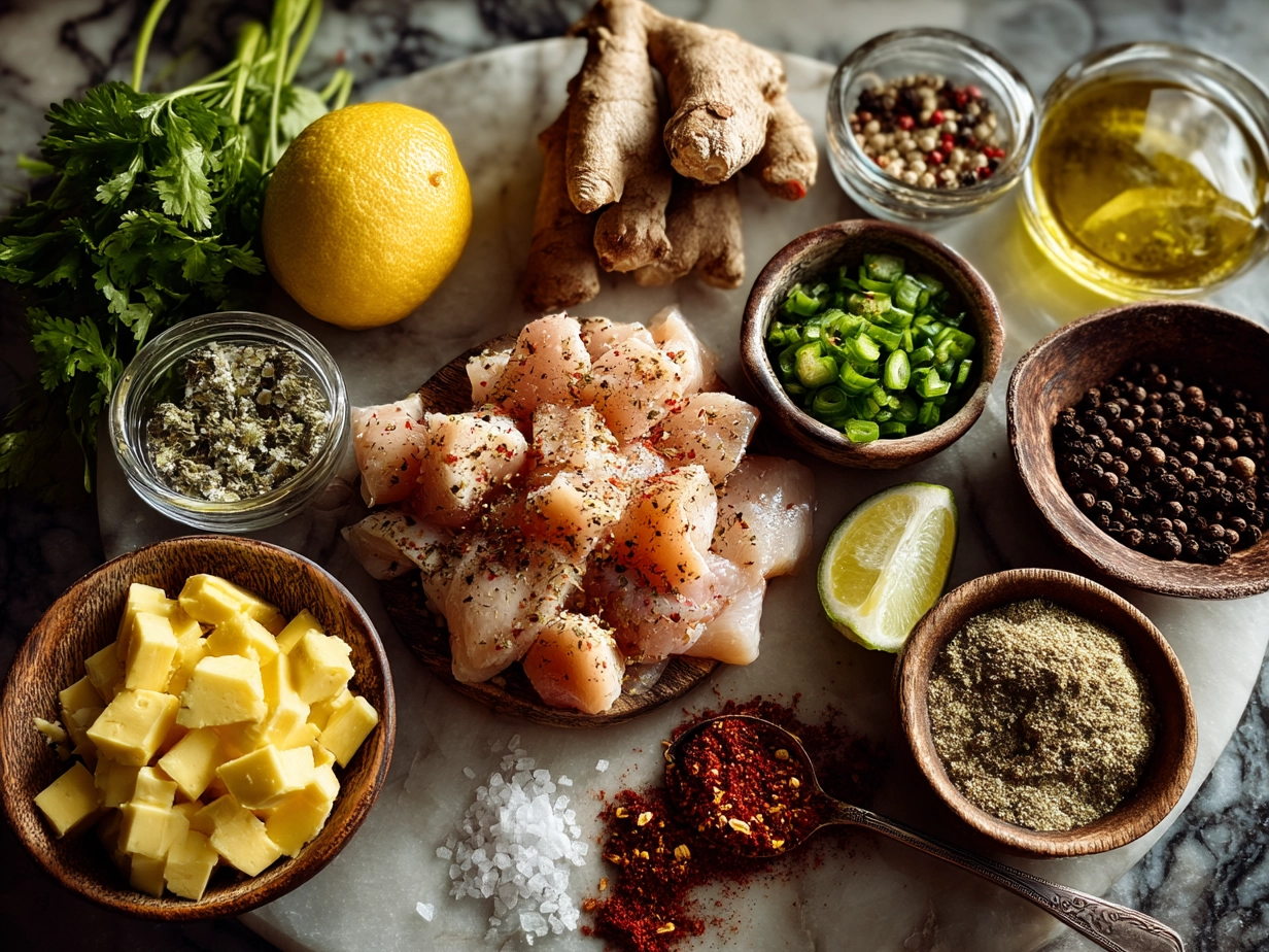 Ingredients for Instant Pot Butter Chicken including chicken thighs and spices