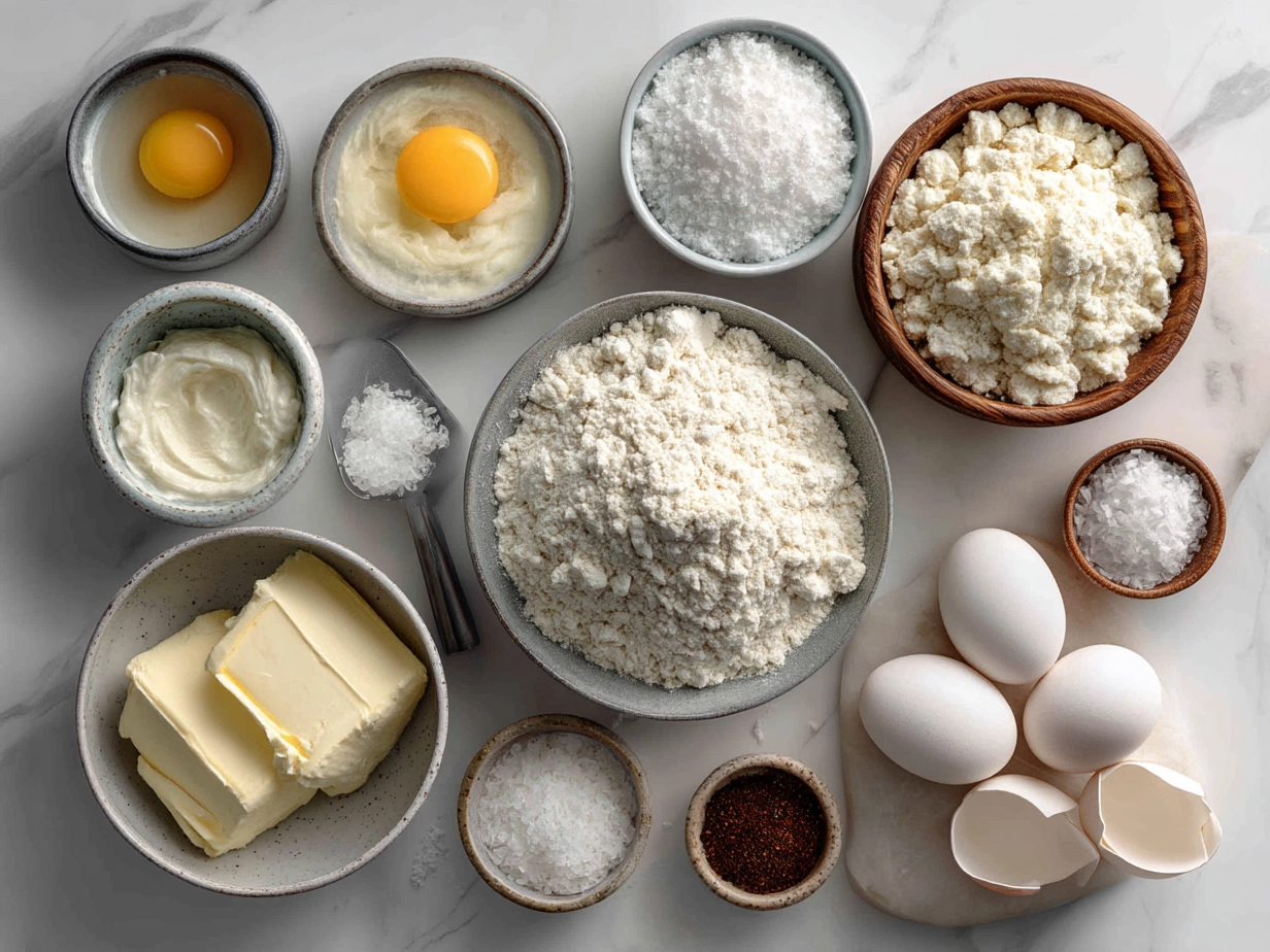 Ingredients for Irish Potato Farls including mashed potatoes, flour, baking powder, and salt