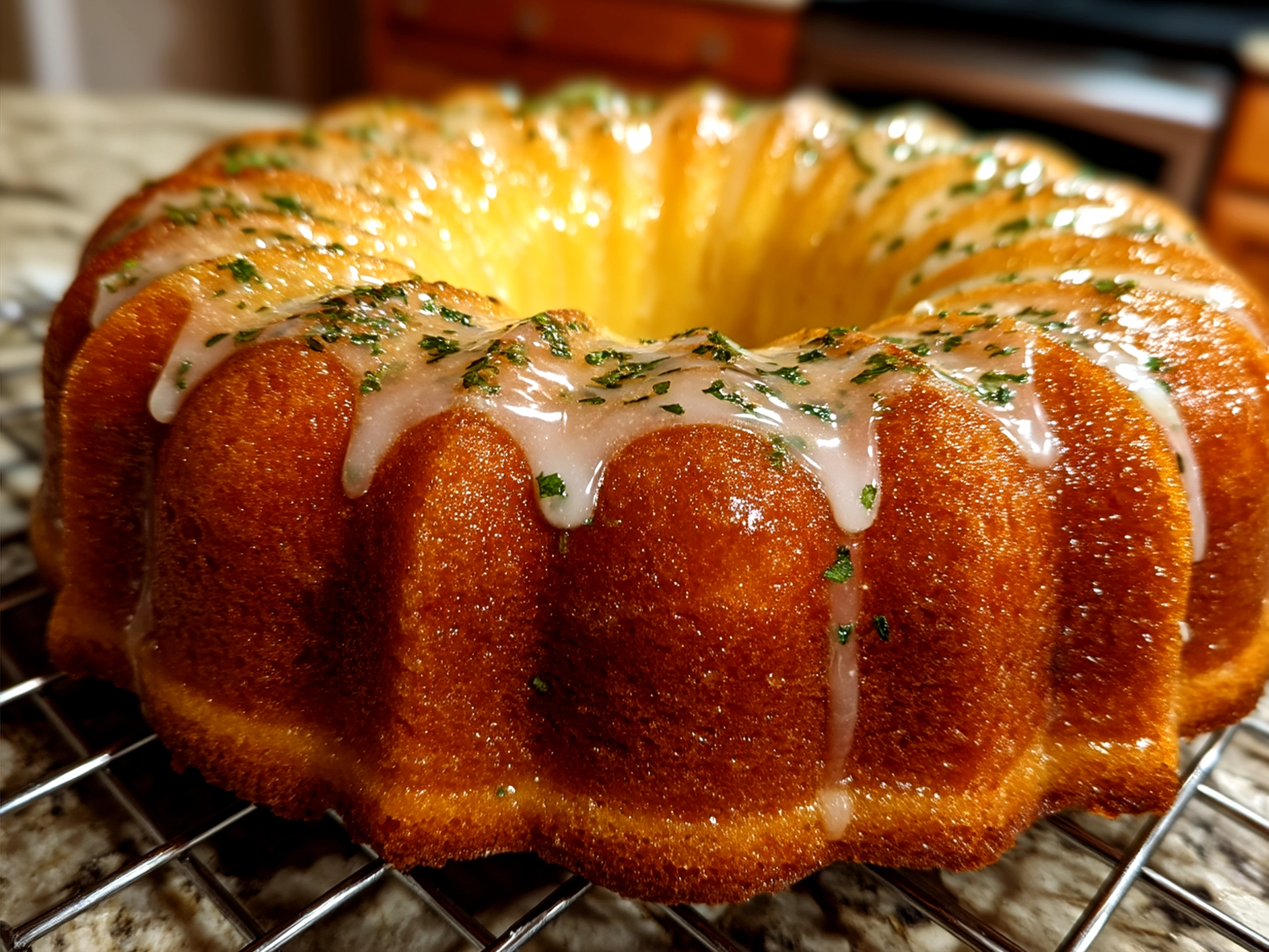 Mint Citrus Pisces Cake ready to serve with fresh mint and citrus slices
