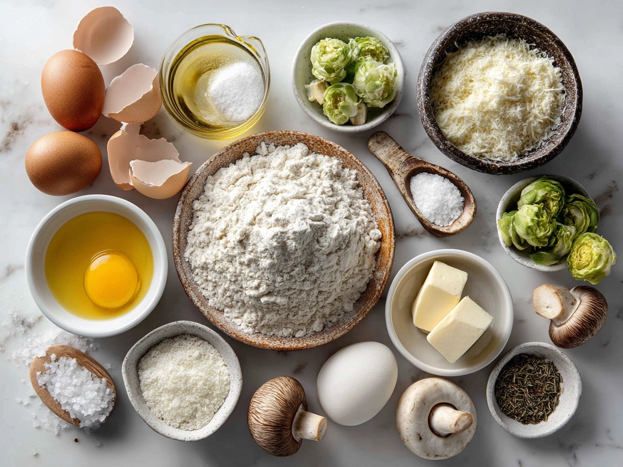 Ingredients for Old-Fashioned Chicken Pot Pie including vegetables, chicken, pie crust and spices