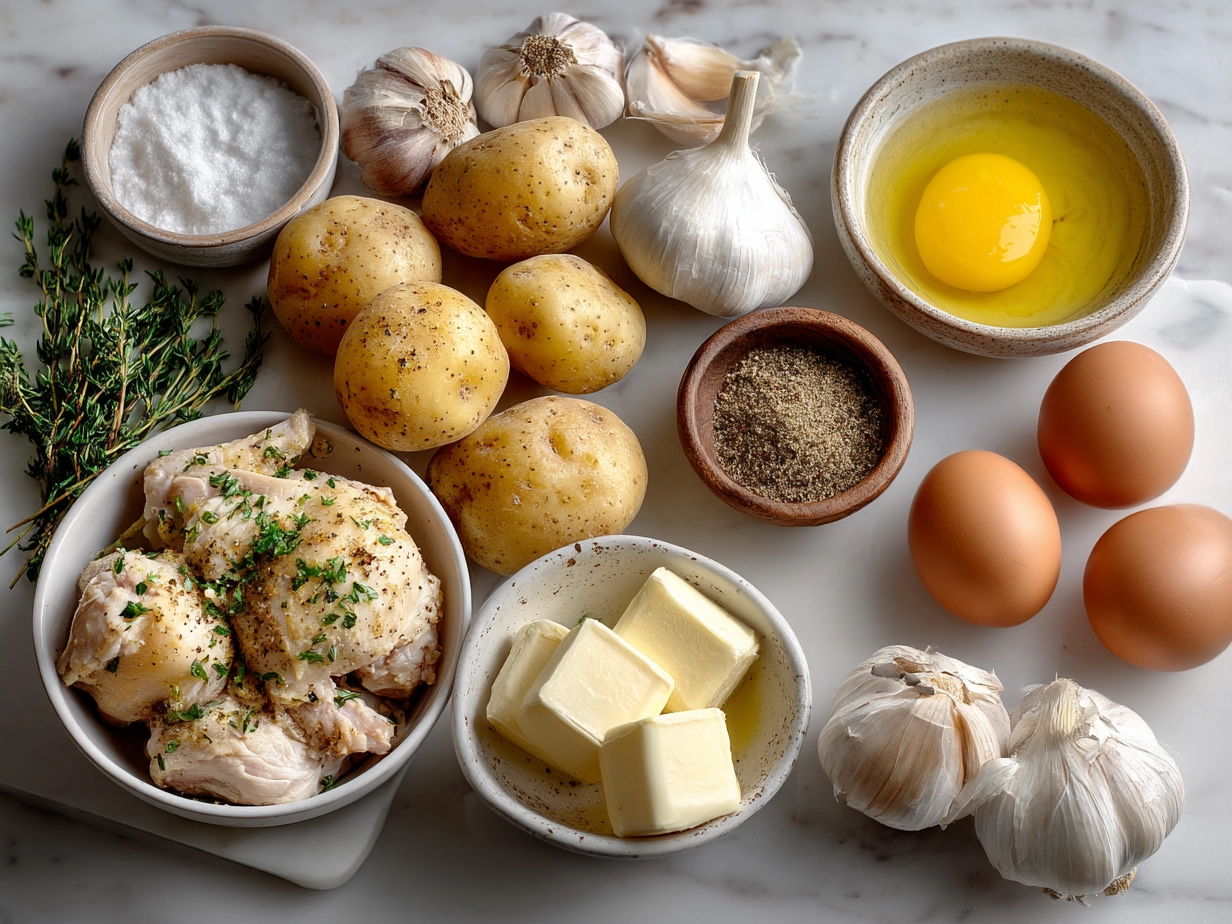 Ingredients for One-Pan Creamy Garlic Butter Chicken Potatoes