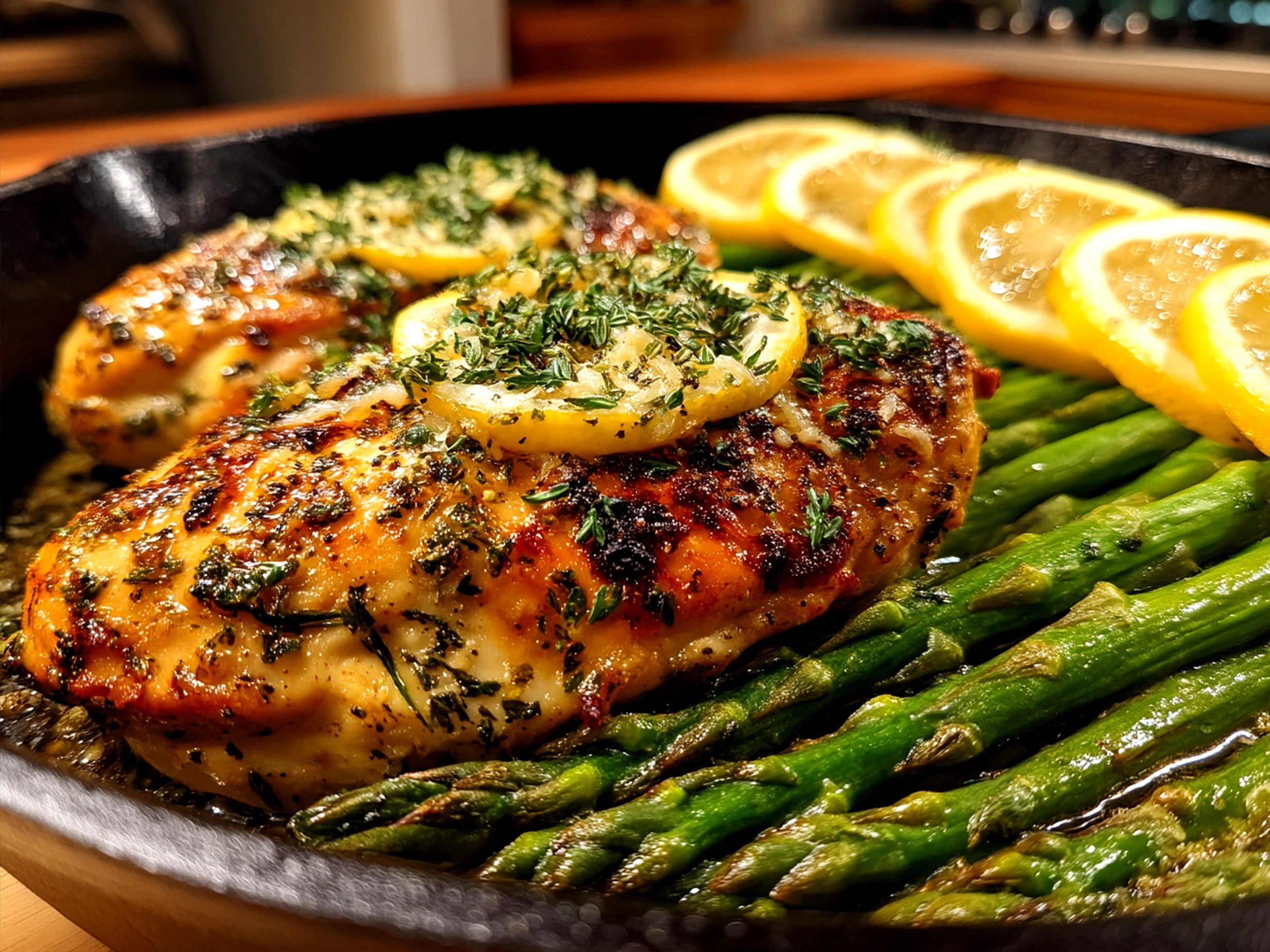 Served One-Pan Lemon Herb Chicken Asparagus meal