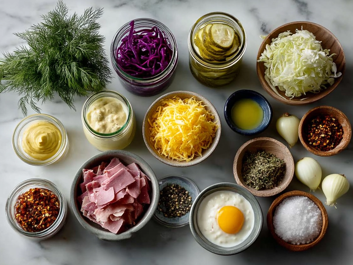 Ingredients for Reuben Sandwich with Homemade Russian Dressing